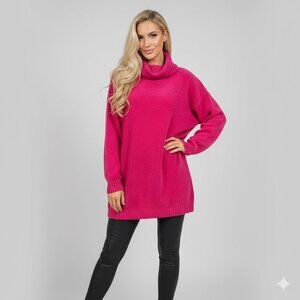 Cozy Fuchsia Turtleneck Sweater